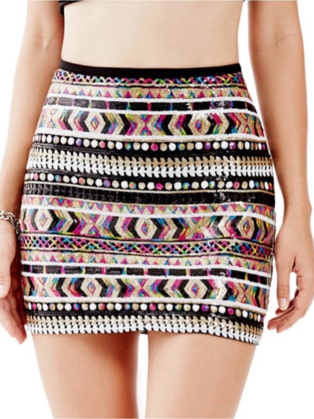 Guess Sequin Mini Skirt XL Vintage